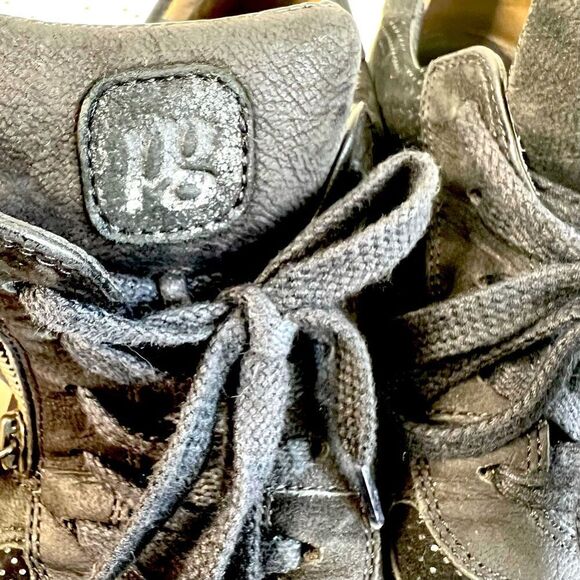 🌱 PAUL GREEN 🌱 black leather suede sneakers size 9,5 zipper - Picture 8 of 12